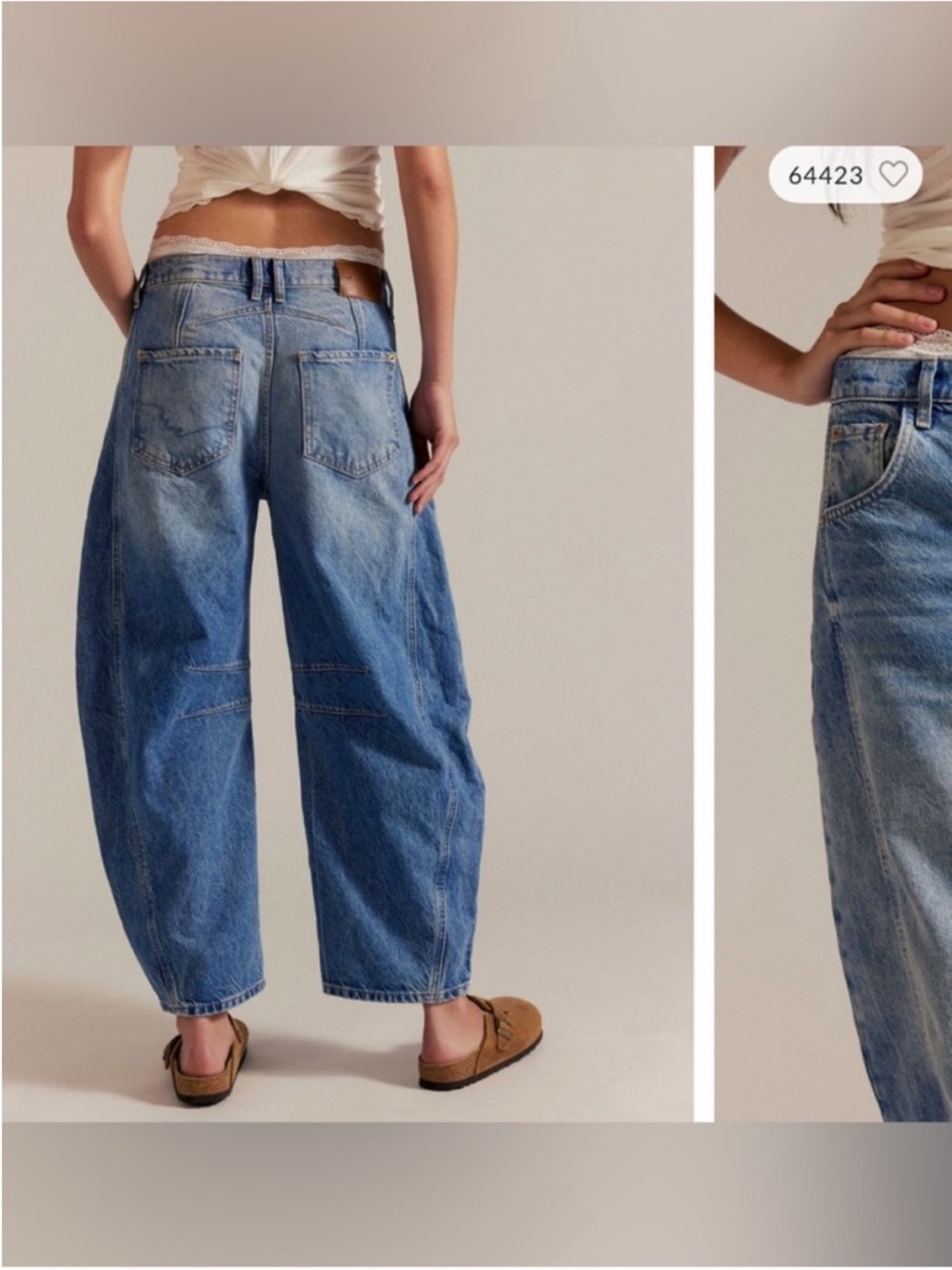 NWT Free People We The Free Good Luck Mid-Rise Barrel Jeans ultra light beam 33 - Picture 4 of 15
